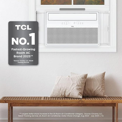 TCL 12000 BTU Q-Series Smart Inverter Window AC with Heat Pump for Up To 550 Sq. Ft., Energy Efficient Air Conditioner Heater Combo, 115V, Works with Remote Control, Smart Home Devices & TCL Home App
