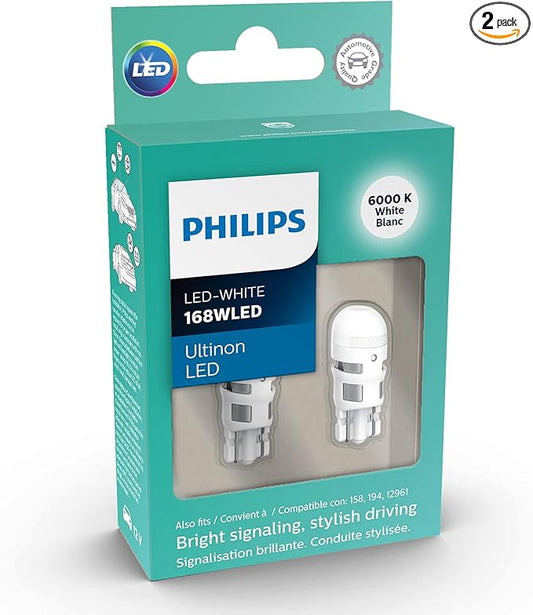 Philips Automotive Lighting 168WLED Ultinon LED (White), 2 Pack