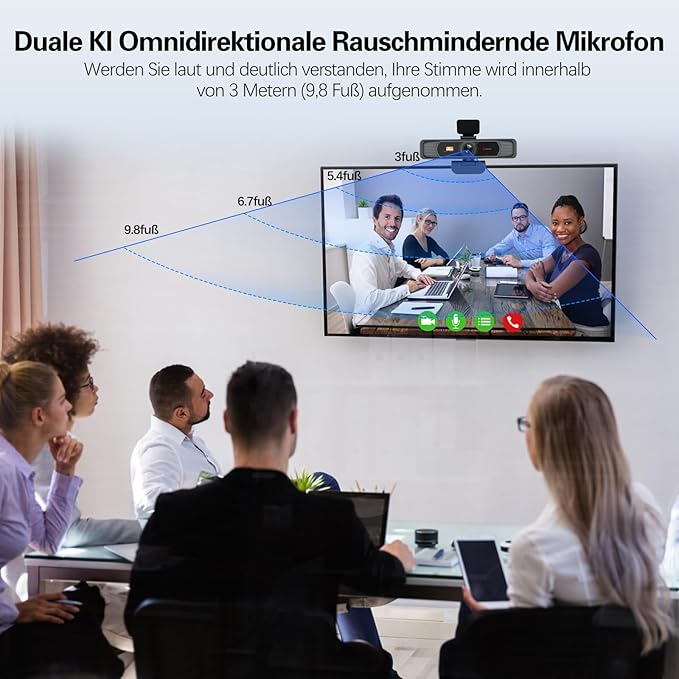 Angetube 914Max 4K Webcam - 120° Wide Angle PC Streaming Camera, PDAF Autofocus, Dual Noise Reduction Microphones, 1080p@60FPS, Compatible with Laptop, Mac, Teams, Desktop