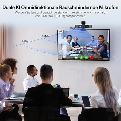 Angetube 914Max 4K Webcam - 120° Wide Angle PC Streaming Camera, PDAF Autofocus, Dual Noise Reduction Microphones, 1080p@60FPS, Compatible with Laptop, Mac, Teams, Desktop