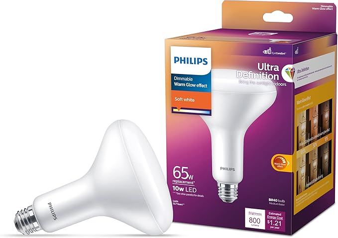Philips LED Flicker-Free Frosted Dimmable BR40 Light Bulb - EyeComfort Technology - 800 Lumen & Flicker-Free Frosted Dimmable BR30 Light Bulb - EyeComfort Technology - 650 Lumen