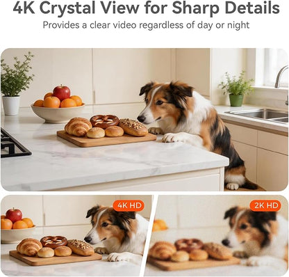 4K UHD Indoor Camera, 64G Built-in Storage No Subscription,Pet Camera Indoor with Phone App,Work as Baby Monitor/Cat/Dog Camera,360°Pan&Tilt,Two-Way Talk,Privacy Mode,AI Tracking/Detection,2-Pack