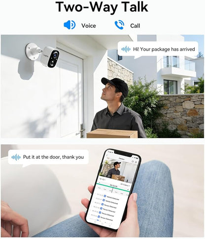 LongPlus 4k Wireless Outdoor Security Camera, WiFi6 Battery Security Camera
