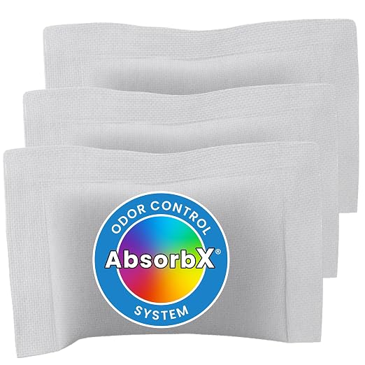 iTouchless Official AbsorbX 3-Pack Trash Can Odor Filters, Activated All Natural Charcoal Odor Absorber Air Freshener Deodorizer Stops Garbage Smells for 8 Gal and Larger Garbage Bins with Compartment