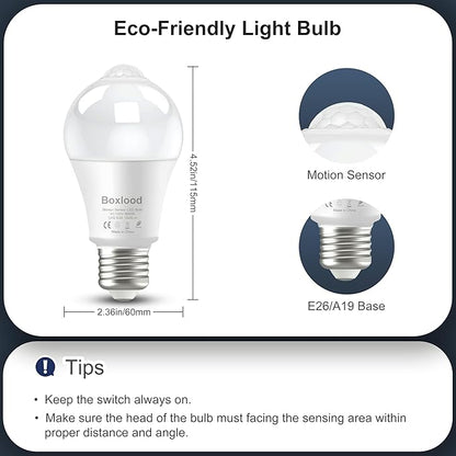 Motion Sensor Light Bulbs, 12W Motion Activated Dusk to Dawn Outdoor Light Bulb (100Watt Equivalent) A19 E26 3000K Warm White for Outdoor Indoor Front Door Porch Garage Basement Hallway, 3 Pack