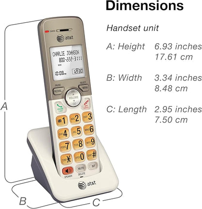 AT&T EL52213 2-Handset Cordless Phone with Digital Answering System, Extra-Large Backlit Keys, Caller ID/Call Waiting, DECT 6.0, Expandable, Speakerphone – Light Champagne