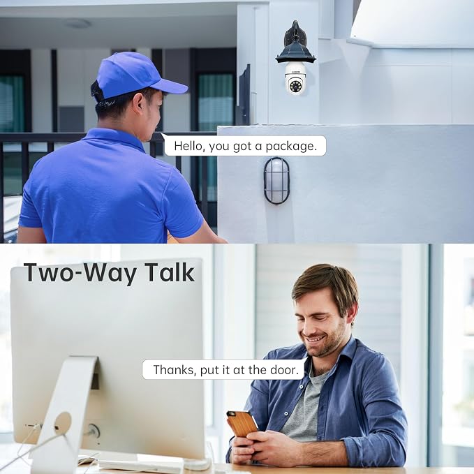 Light Bulb Security Camera -5G& 2.4GHz WiFi 2K Security Cameras Wireless Outdoor Motion Detection and Alarm,Two-Way Talk,Color Night Vision,Human Detection, Bulb Camera Compatible with Alexa 4Pack