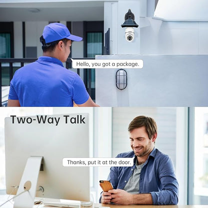 Light Bulb Security Camera -5G& 2.4GHz WiFi 2K Security Cameras Wireless Outdoor Motion Detection and Alarm,Two-Way Talk,Color Night Vision,Human Detection, Bulb Camera Compatible with Alexa 4Pack