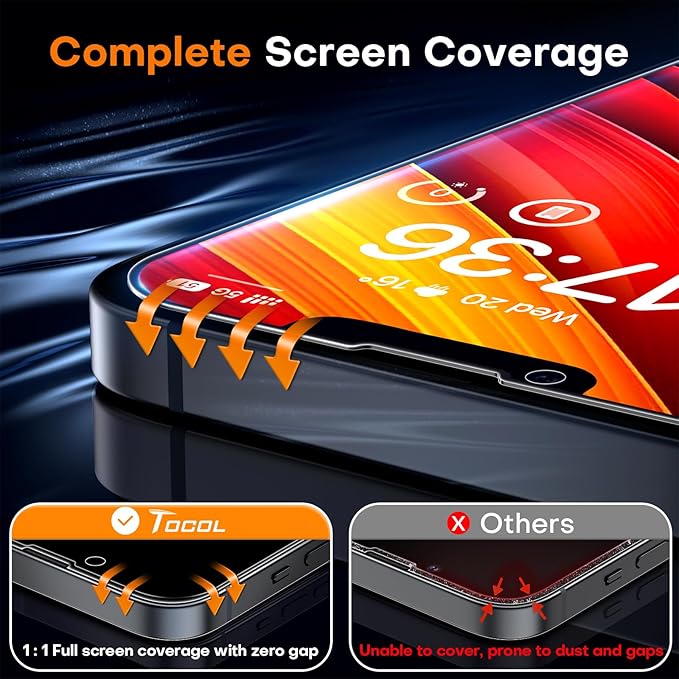 TOCOL for iPhone 12 mini Privacy Screen Protector 9H Hardness Military Grade Shatterproof HD Tempered Glass Full Coverage Easy Installation Case Friendly 2 Pack