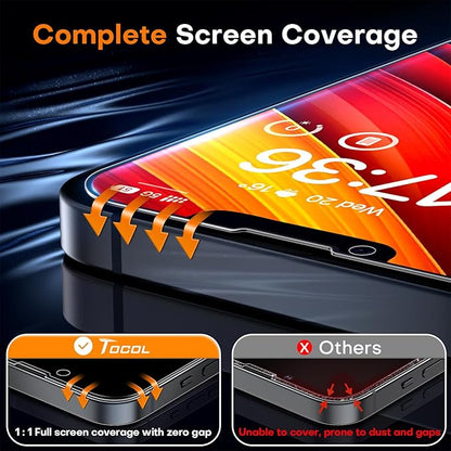 TOCOL for iPhone 12 mini Privacy Screen Protector 9H Hardness Military Grade Shatterproof HD Tempered Glass Full Coverage Easy Installation Case Friendly 2 Pack
