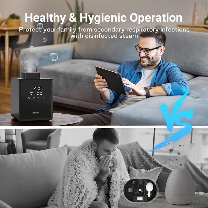 Livatro 3L Stainless Steel Humidifiers for bedroom with Warm Mist Steam