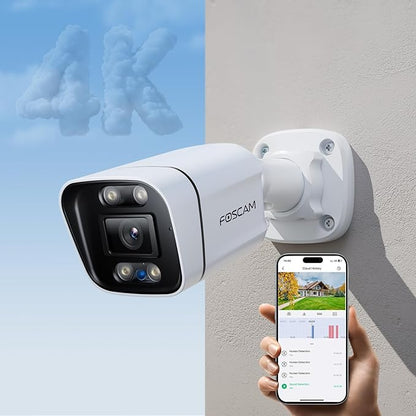 FOSCAM 4K IP PoE Security Camera Outdoor, V8EP 8MP Home Security Surveillance Camera with AI Human Vehicle Detection,66ft Color Night Vision, Siren Alert,2-Way Talk,110° Wide FOV,IP66