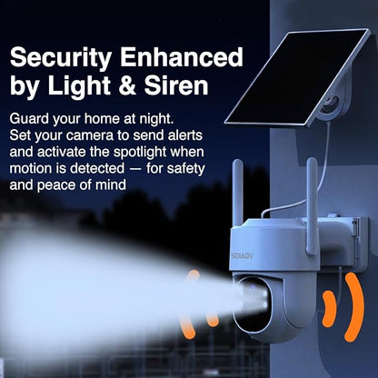 SOIADV Solar Security Cameras Wireless Outdoor - 2K Pan Tilt 360° View WiFi 6 Home Security Camera with AI Motion Detection, Color Night Vision, 2-Way Audio, IP65 Waterproof, Support SD/Cloud
