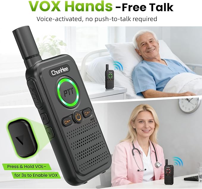 ChunHee Wireless Intercom System, 2 Way Voice Intercom for Home, 1.5-Mile Long Range, 16 Channels Portable Intercom with VOX & SOS Alarm, Easy Install Intercom for Elderly, Business & Basement