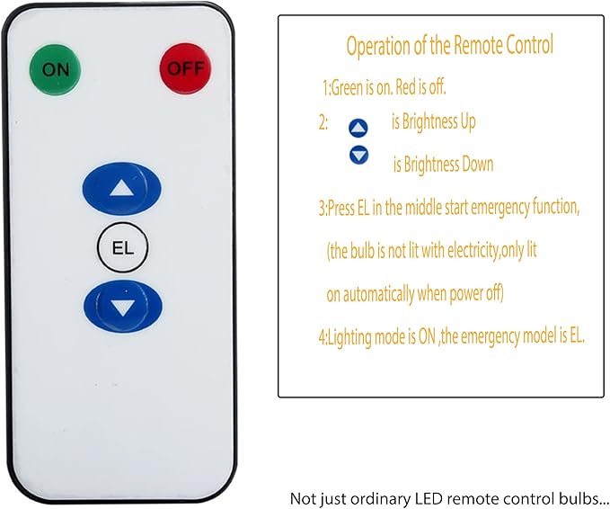 BSOD Rechargeable Light Bulbs with Remote, Battery Operated Light Bulb Emergency Light Magic Lightbulb for Cordless Lamps Backup Power Outage Lighting Flashlight