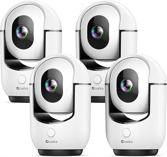 Cloarks 2K Pan/Tilt Security Camera, WiFi Indoor Cameras for Home Security with AI Motion Detection, Pet/Dog/Baby Camera with Phone App, 2-Way Audio, 24/7, Siren, TF/Cloud Storage, 4 Pack