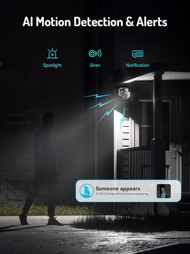 blurams 2K Solar Outdoor Camera Wireless, 360° PTZ Security Cameras Wireless Outdoor with Human Auto Tracking, R/Color Night Vision, Battery Powered, Compatible with Alexa, 2.4GHz Only, 4Pack