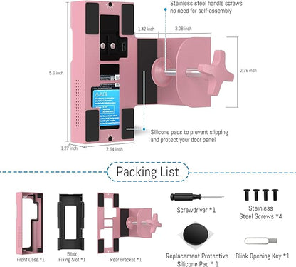 Homalor Ring Doorbell Mount - Pink, All Metal Anti Theft Doorbell Holder for Ring & Blink, No Drill Required