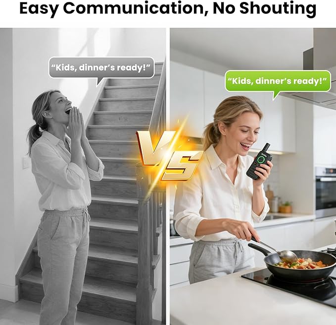 ChunHee Wireless Intercom System, 2 Way Voice Intercom for Home, 1.5-Mile Long Range, 16 Channels Portable Intercom with VOX & SOS Alarm, Easy Install Intercom for Elderly, Business & Basement