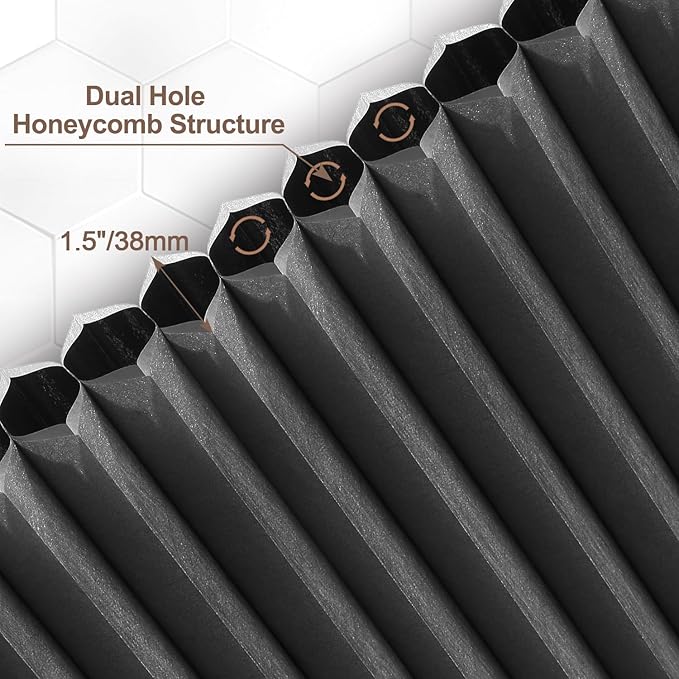 Godark Motorized Blackout Cellular Shades Compatible with Alexa/Google Home Electric Blinds Smart Honeycomb Shades for Windows Automatic Blinds with Remote Custom Size-Black