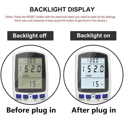 Upgraded Watt Meter Plug in Power Meter Home Energy Monitor Power Consumption Meter, Energy Voltage Amps Kill Tester with White Backlight, Overload Protection, 7 Modes Display