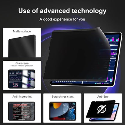 IPROKKO Magnetic Privacy Screen Protector Compatible With iPad Air 11 Inch M4 M3 M2 (2026 2025 2024, 8th 7th 6th), Removable Anti Blue Light Glare Spy Private Filter Black Security Screen Cover for School Office Cafe
