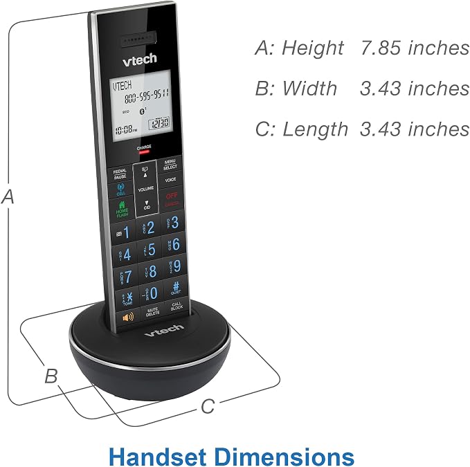VTech LS6381-2 Bluetooth Speaker with Echo Cancellation, Noise Reduction, Music Streaming, PC/Landline/Cellular Calls, Paired with DECT6.0 Cordless Handset, Answering System, Smart Call Blocker,Black