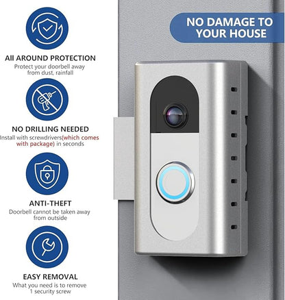 KIMILAR Anti-Theft Video Doorbell Mount Compatible with Ring/Blink Wireless Video Doorbell, Adjustable Mounting Bracket Accessories for Houses, Apartments, Businesses, Not for Security Door