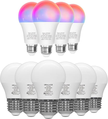 ORALUCE 丨 Bundle - A15 Lightbulbs Daylight White 5000K (Pack of 6) & Smart LED Bulb A19 Wi-Fi and Bluetooth (Pack of 4)