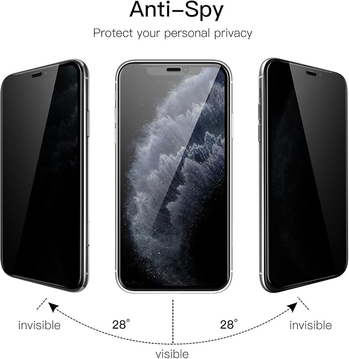 JETech Privacy Full Coverage Screen Protector for iPhone 11 Pro/X/XS 5.8-Inch, Anti-Spy Tempered Glass Film, Edge to Edge Protection Case-Friendly, 2-Pack