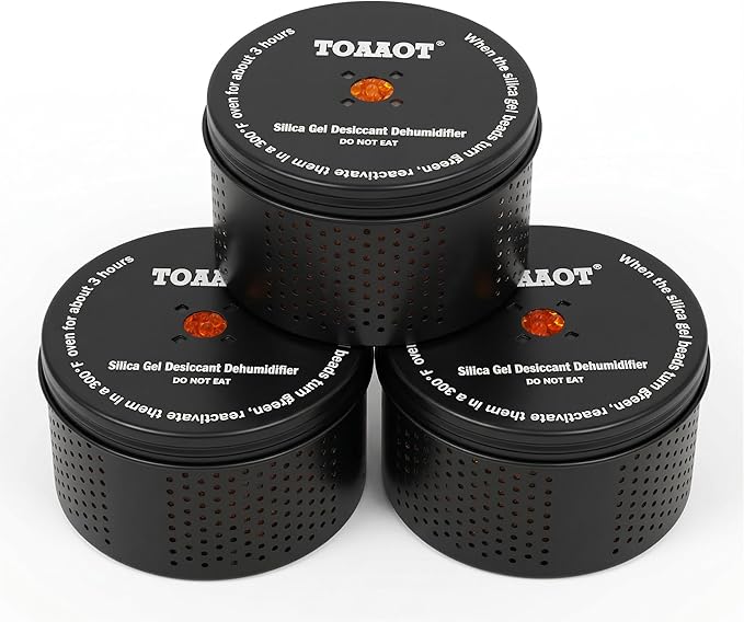 Gun Safe Dehumidifier, Moisture Absorber, 200g Small Silica Gel Desiccant Canister for Gun Cabinets & Safes, Aluminum Shell, Reusable