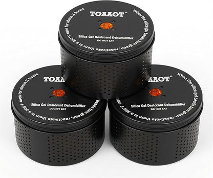 Gun Safe Dehumidifier, Moisture Absorber, 200g Small Silica Gel Desiccant Canister for Gun Cabinets & Safes, Aluminum Shell, Reusable