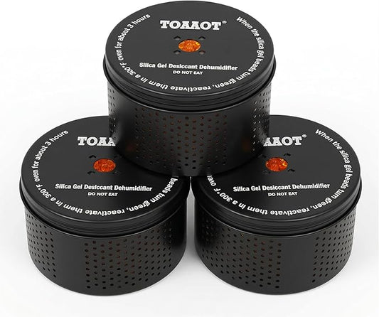 Gun Safe Dehumidifier, Moisture Absorber, 200g Small Silica Gel Desiccant Canister for Gun Cabinets & Safes, Aluminum Shell, Reusable