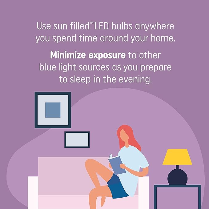 GE Sun Filled LED Light Bulb, Maintain Natural Sleep Cycle, 60 Watt Eqv, Soft White, A21 Bulb, Medium Base (Pack of 2)