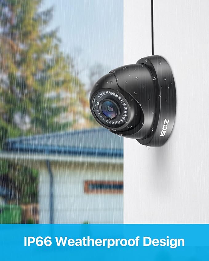 ZOSI 4 Pack 1080p 2MP HD-TVI Home Security Camera Outdoor Indoor 1920TVL, Weatherproof Surveillance CCTV Black Dome Camera, 80ft Night Vision, 24PCS LEDs, 90°View Angle