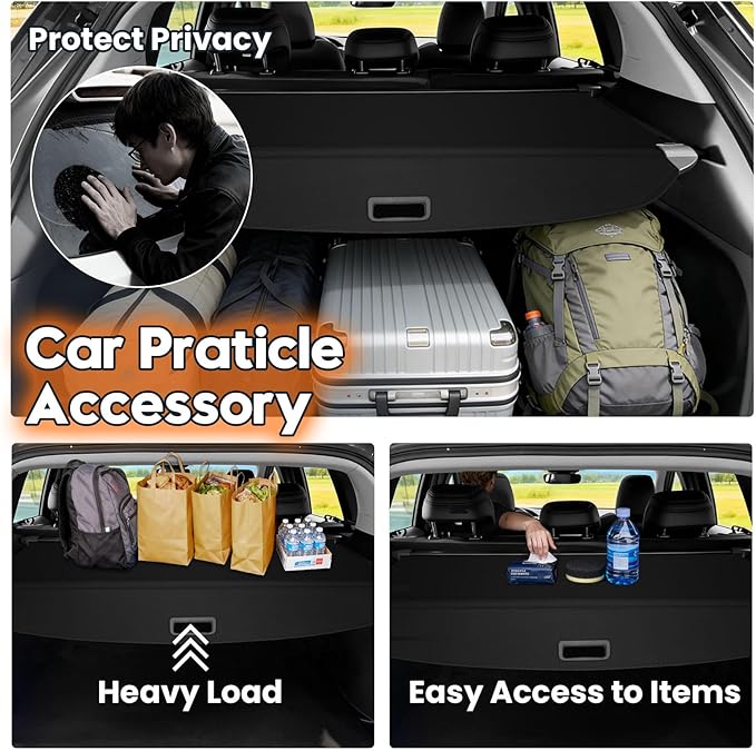 Powerty Retractable Cargo Cover for 2023-2025 Mazda CX50 - Canvas Texture Trunk Cover Privacy Screen Rear Security Shade for CX-50 Accessories