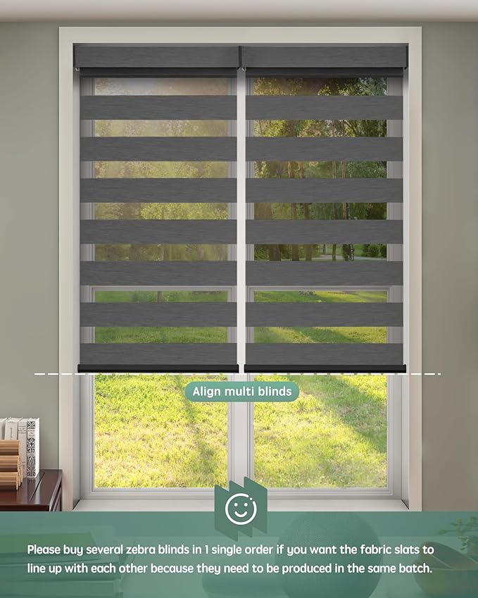 Yoolax Motorized Blinds with Remote, Motorized Zebra Shades Compatible with Alexa, Privacy Motorized Blinds, Zebra Shades for Windows Custom Size(V- at Dusk)