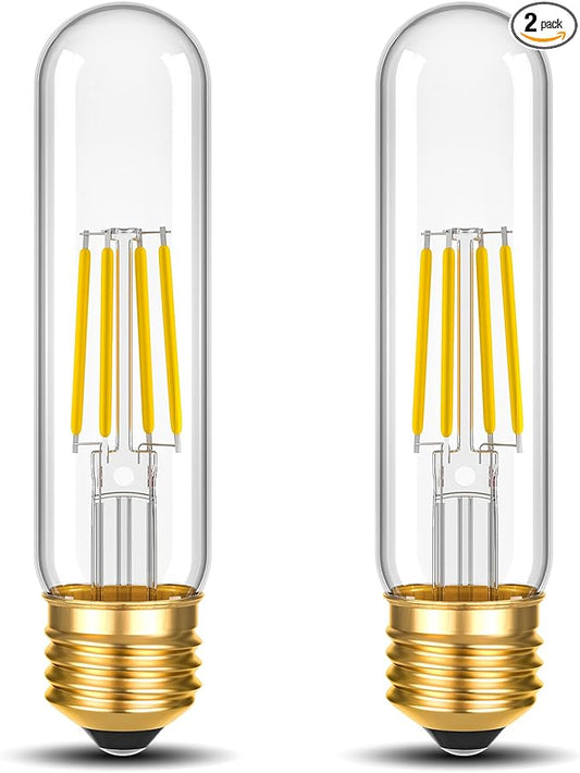 ToBeGreat Edison Bulb,T10 Light Bulbs 4 Watt Equivalent 40W Bulb E26 Tubular Bulbs 4000K Daylight, Desk Lamp,Bedbroom Bathroom Dimmable,Chandelier, 2 Pack