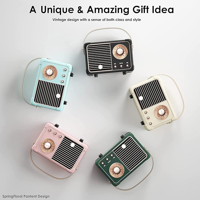 Retro Bluetooth Speaker, Vintage Decor, Small Portable Wireless Speaker,Hands-Free Call,400mA Battery,TF Card,Aux Line, for iOS Android Smartphone Home Office, Gift Ideas Black