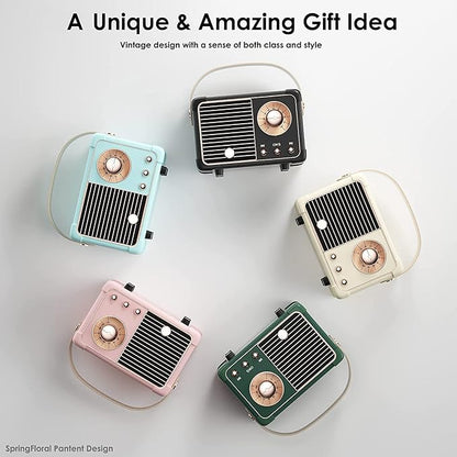 Retro Bluetooth Speaker, Vintage Decor, Small Portable Wireless Speaker,Hands-Free Call,400mA Battery,TF Card,Aux Line, for iOS Android Smartphone Home Office, Gift Ideas Black