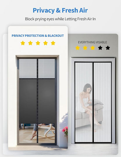 Magnetic Screen Door with Privacy Protection, PET Mesh Screen Fit for Door Size 30x80 Inch (Curtain Size 32x81 Inch), Pet Friendly Screen Curatin for Doorway to Keeps Bugs Out