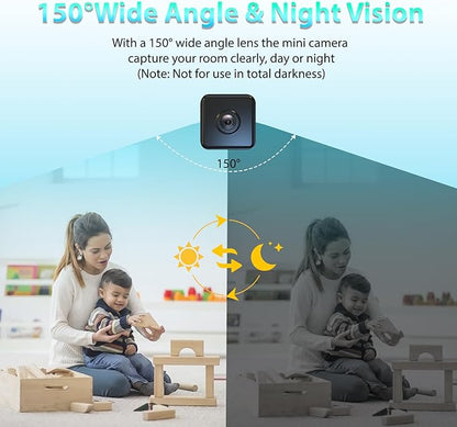 2026 Mini Camera Security Wireless Camera Upgrade Small Home WiFi 1080P Micro Magnetic Nanny Cam with Wide Angle Motion Detection Night Vision Cloud & SD Storage No Need WiFi Tiny Cams for Indoor