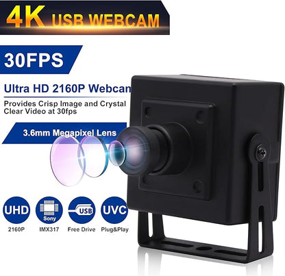ELP 4K Mini USB Camera with 3.6mm Lens and 3840x2160 HD Resolution for MAC/Windows/Linux/Raspberry Pi