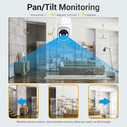 Ameyes Dog/Pet Camera for Home Security with Light Socket, 1080P Indoor/Outdoor Wireless Camera, 2.4&5GHz WiFi Camera with Phone App, Color Night Vision, Motion Detection, Compatible with Alexa