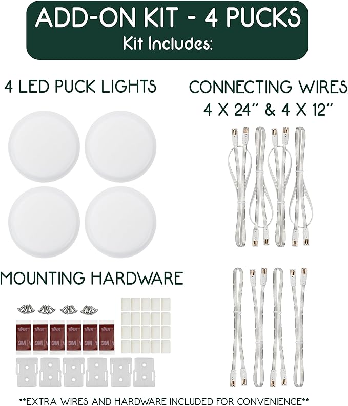 4 Puck ADD-ON Kit - for Use with VER-4PUCK-KIT Only - Not for Use with Other Lighting Kits