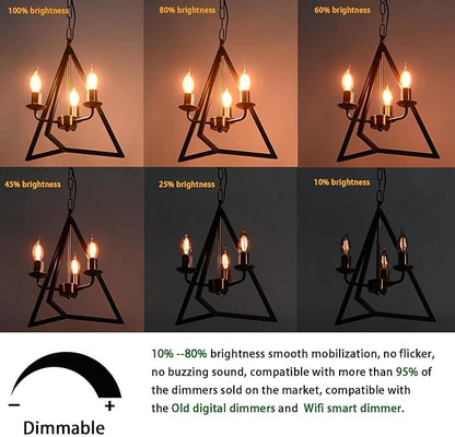 E12 Led Light Bulbs Retro Candelabra Led Light Bulbs Dimmable 25 Watt Incandescent Equivalent CRI 85+ 150lm Flame Tip Shape Ca11 Shape for Chandelie/Ceiling Fans 2200k Amber 6Pack