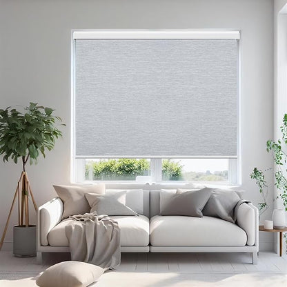 Motorized Blinds Compatible with Alexa Google Custom to 116" Width 100% Blackout Smart Blind Automatic Large Window Roller Shades Remote Control Striped Light Coffee