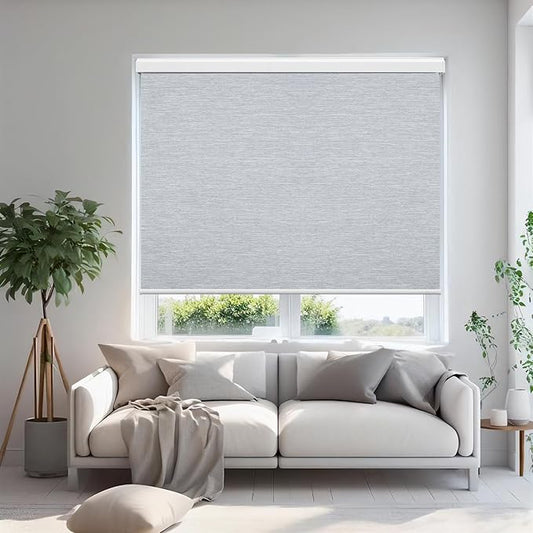 Motorized Blinds Compatible with Alexa Google Custom to 116" Width 100% Blackout Smart Blind Automatic Large Window Roller Shades Remote Control Striped Light Coffee