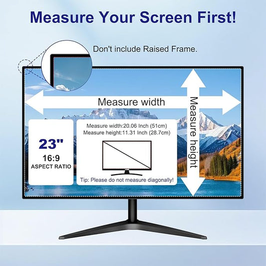 23 Inch Privacy Screen for Computer Monitor 16:9 Aspect Ratio, Eye Protection Anti Blue Light Glare Shield, 23 Inch Removable Black Blackout Anti Spy Desktop Security Private Filter