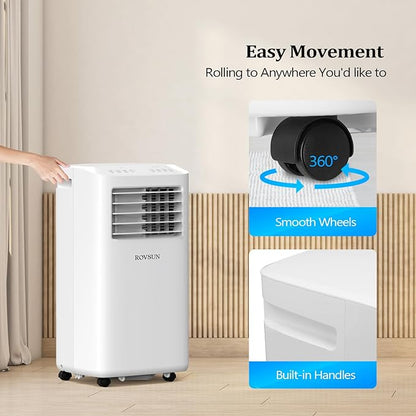 ROVSUN WiFi Enabled Smart 10000 BTU Portable Air Conditioner with Heat, 4-in-1 Cooler, Heater, Dehumidifier & Fan, Room Mobile AC Unit with Remote & APP Control, Rolling Wheels & Installation Kit